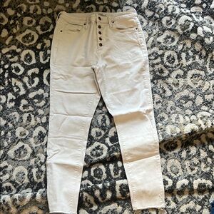 Off White High-Waisted Button Jeans